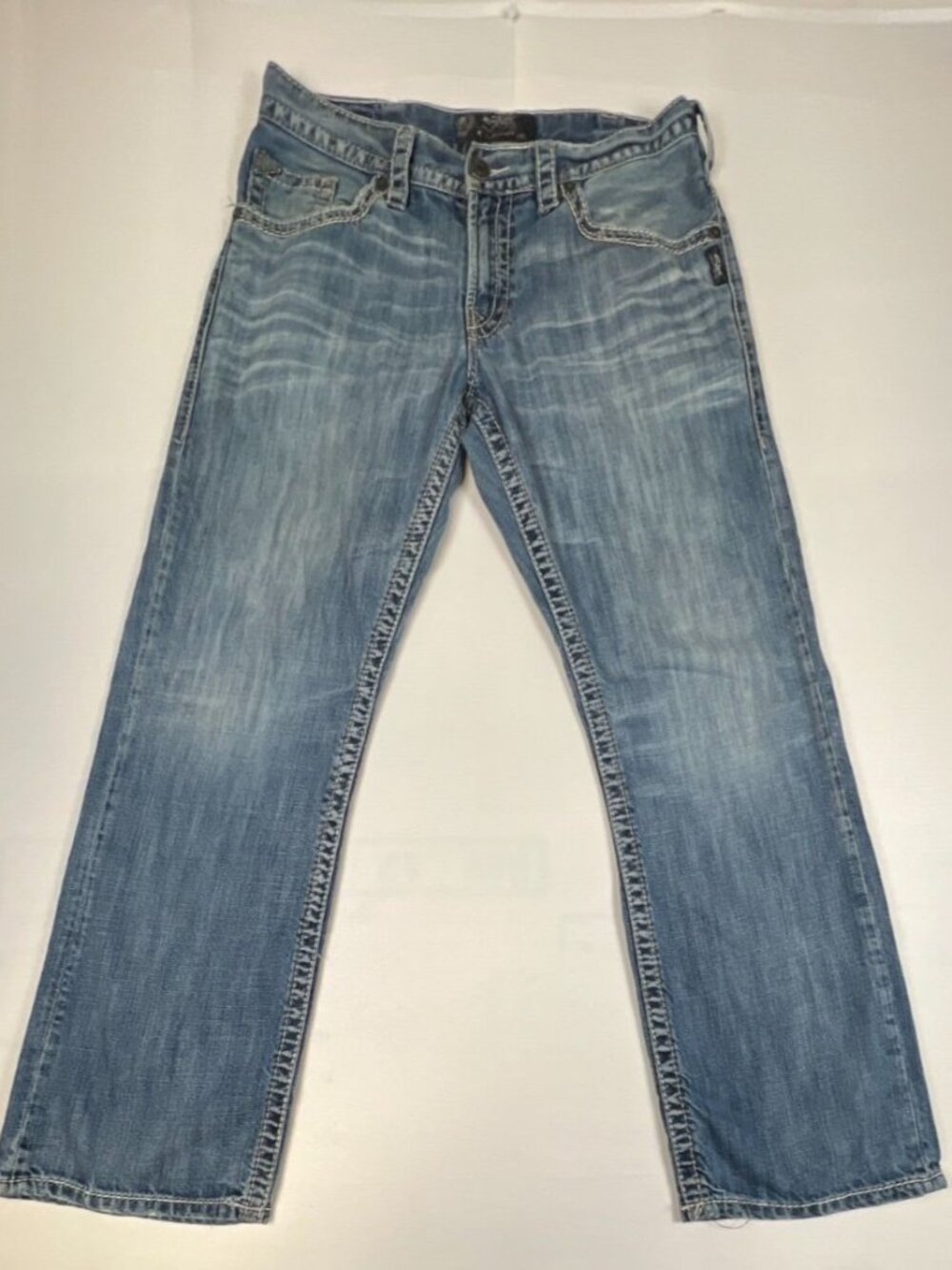 Silver Jeans Co. Men 32 x 32 Gordie Loose Fit Distressed Blue Jeans